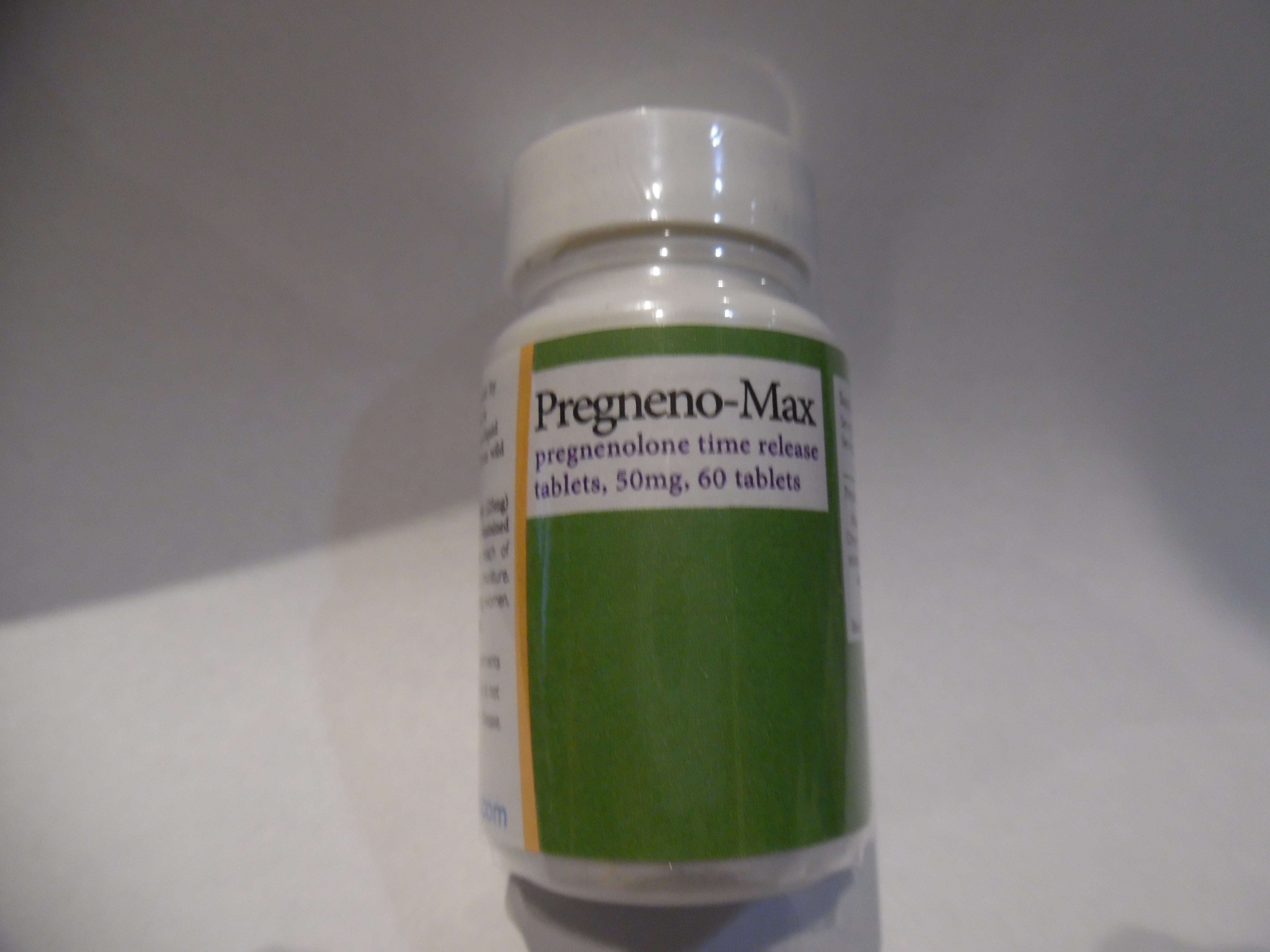 Pregnenolone (Prenenolone-Max), a sustained-release, 24-hour brain enhancement steroid.